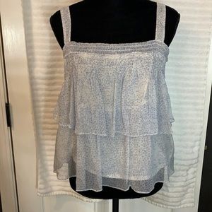 Alice Ritter Blue and White tiered chiffon top